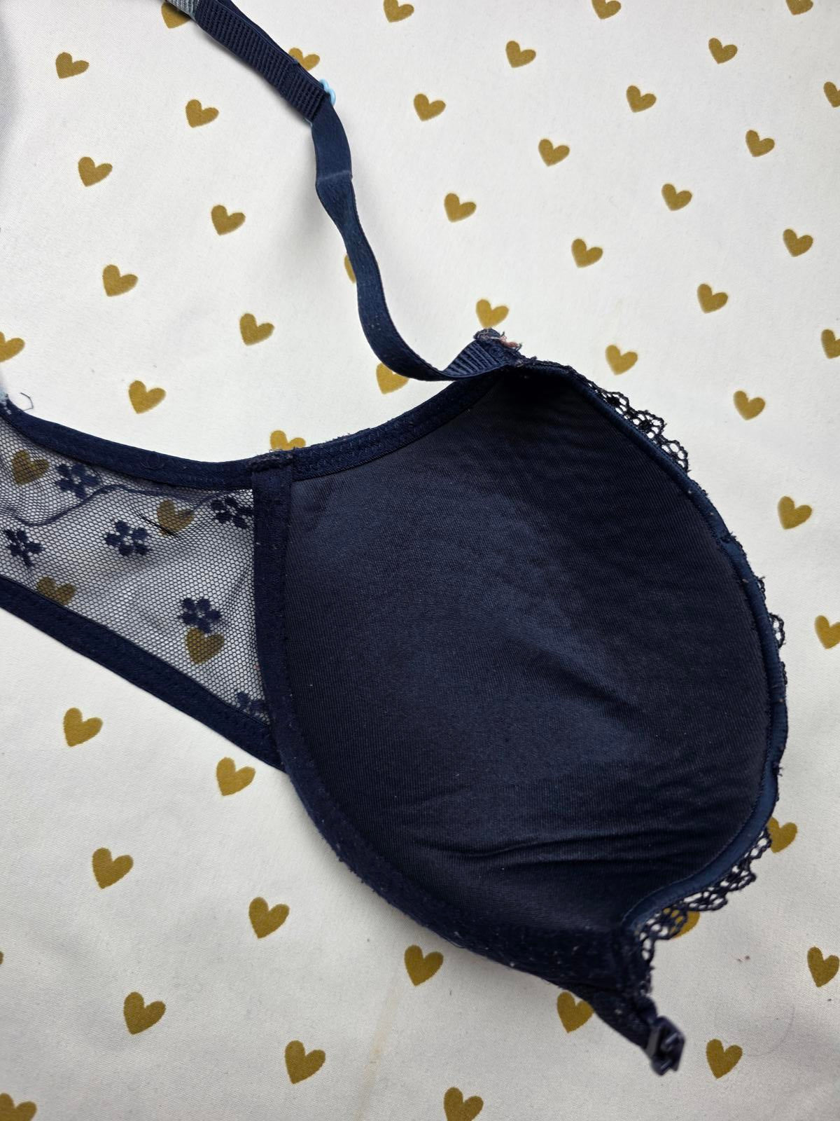 Victorias Secret Blue Front Close Strappy Caged Push Up Bra 32C