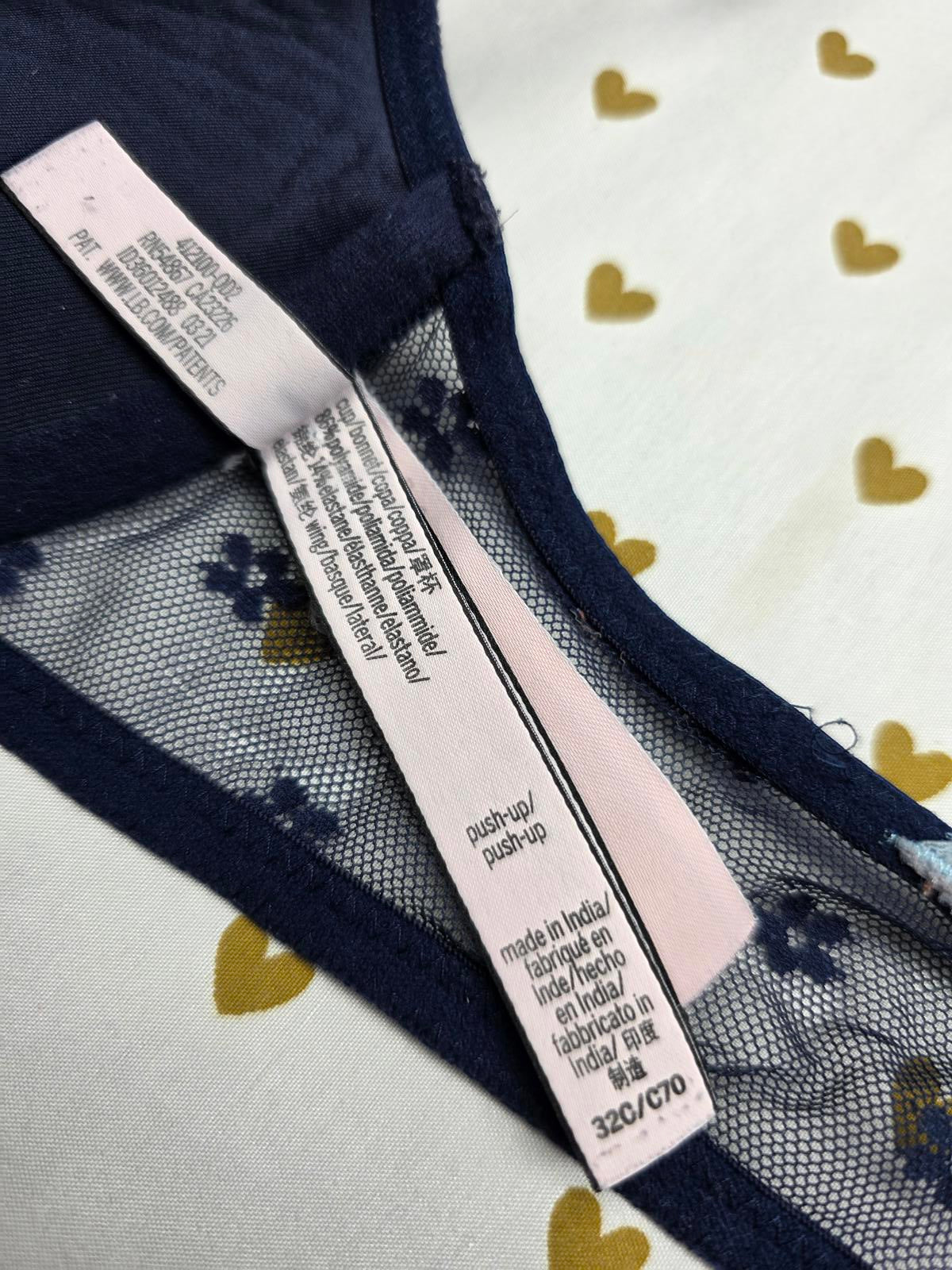 Victorias Secret Blue Front Close Strappy Caged Push Up Bra 32C