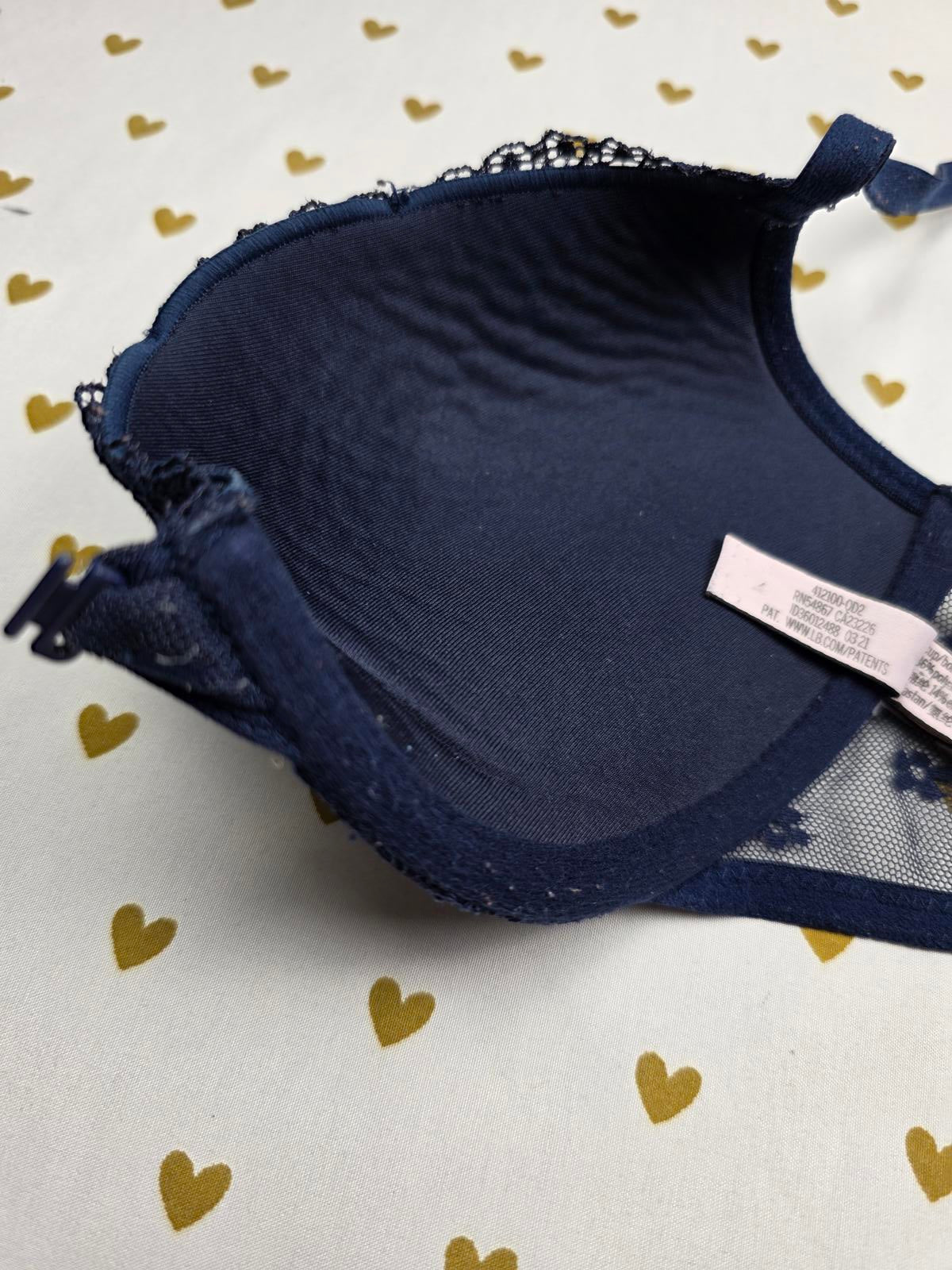 Victorias Secret Blue Front Close Strappy Caged Push Up Bra 32C
