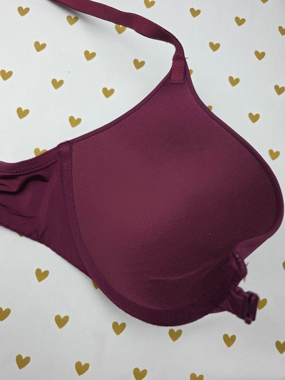 Victorias Secret Maroon Strappy Lace Front Close Perfect shape Bra 32D