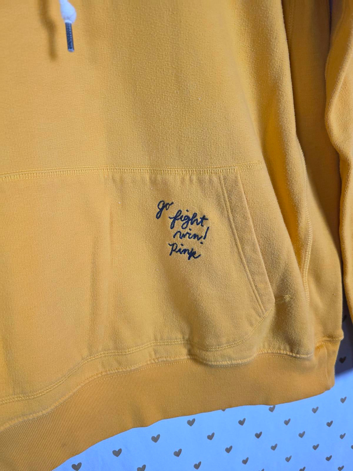 Victorias Secret Pink Vintage 86 Yellow Hoodie Jacket Pullover LARGE