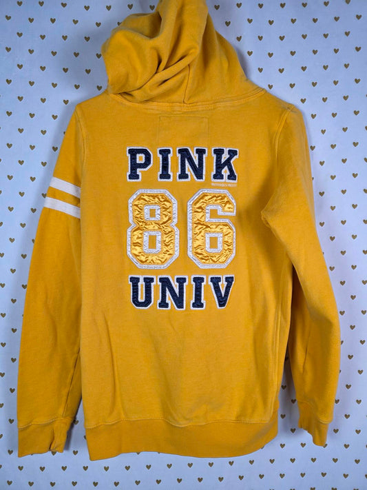 Victorias Secret Pink Vintage 86 Yellow Hoodie Jacket Pullover LARGE