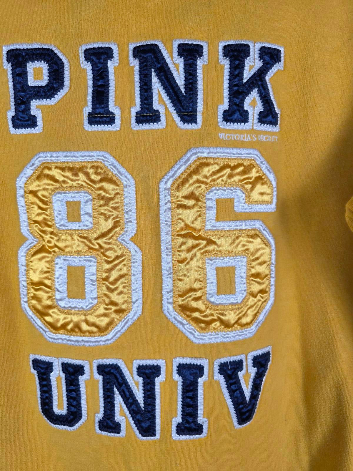 Victorias Secret Pink Vintage 86 Yellow Hoodie Jacket Pullover LARGE