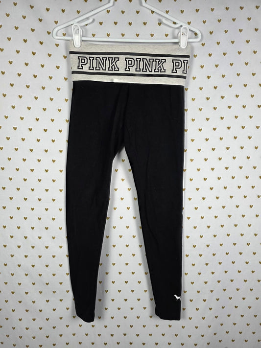 Victorias Secret PINK Logo Vintage Y2k FOLDOVER YOGA PANTS Ankle Skinny xs