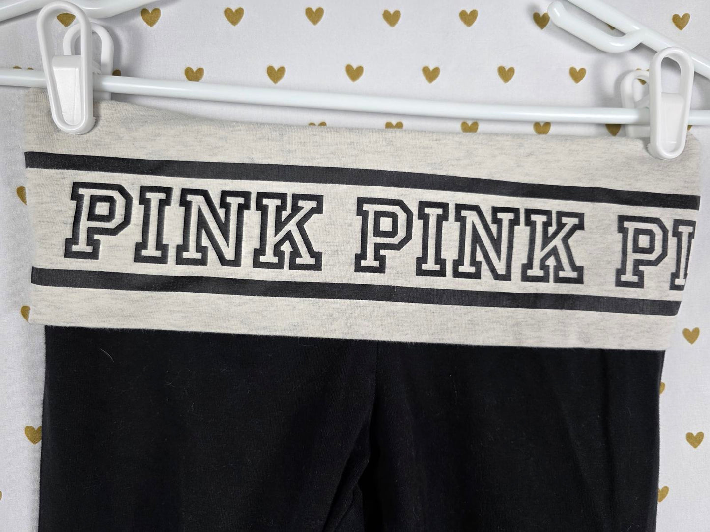 Victorias Secret PINK Logo Vintage Y2k FOLDOVER YOGA PANTS Ankle Skinny xs