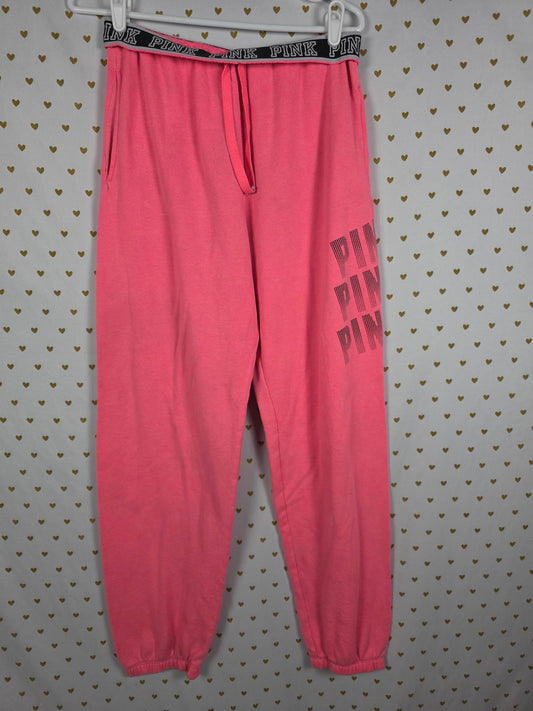 Victorias Secret PINK Logo Tapered Joggers Sweatpants Neon Pants Sweats Foldover