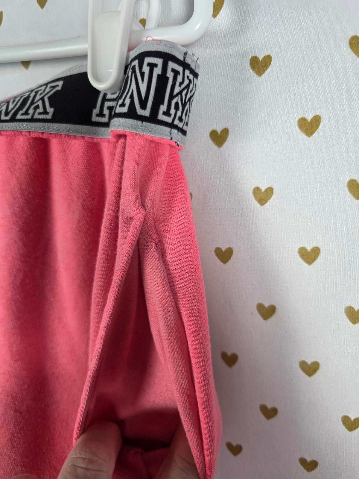 Victorias Secret PINK Logo Tapered Joggers Sweatpants Neon Pants Sweats Foldover