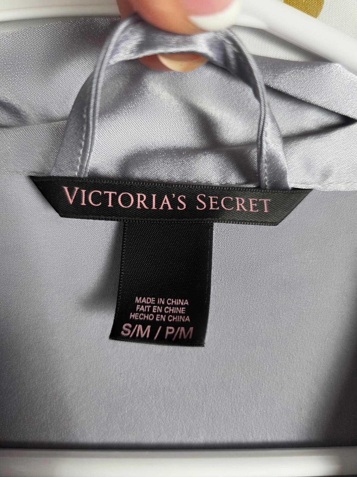 Victorias Secret LIMITED EDITION Satin Silky Robe BLING WINGS Studded Grey S M