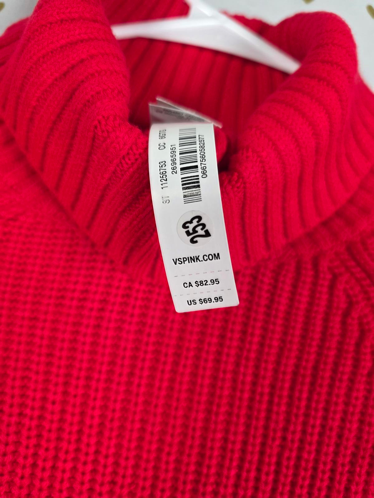 Victorias Secret Pink NEW NWT Varsity Knit Chunky Turtleneck sweater MEDIUM