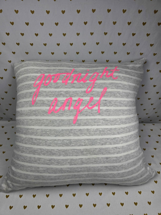 Victoria's Secret Custom GOODNIGHT ANGEL 18" * 18" Neon Pillow Accent Cotton PJ