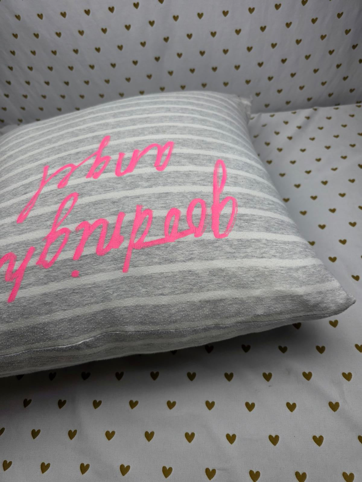 Victoria's Secret Custom GOODNIGHT ANGEL 18" * 18" Neon Pillow Accent Cotton PJ