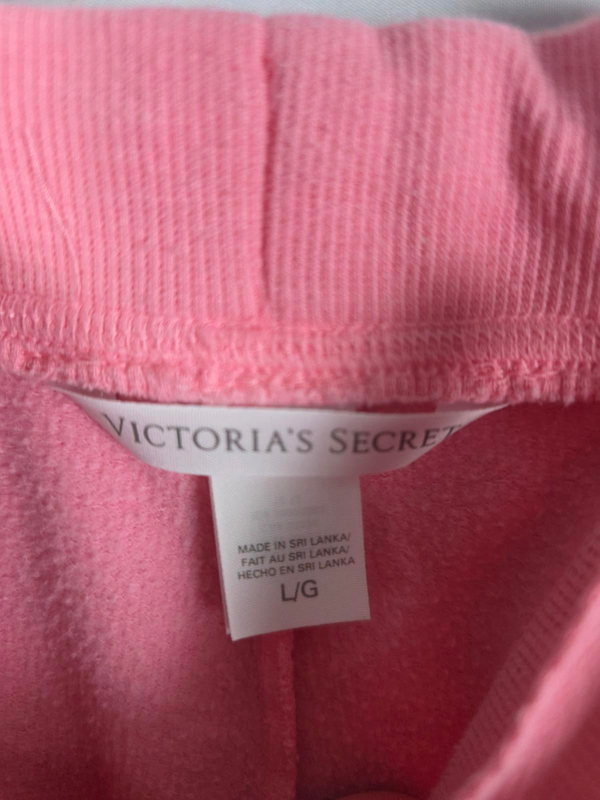 Victorias Secret RARE Heart HTF Bling Glitter Sweatpants straight Leg Pants L