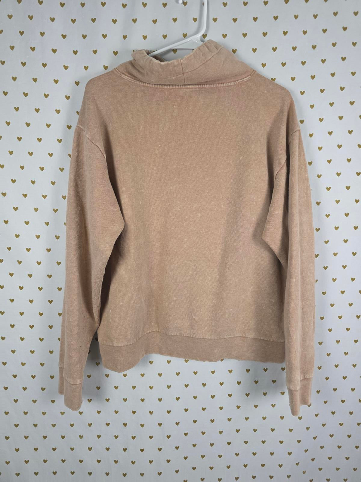 Victorias Secret Pink Vintage Style Cown Neck Brown Logo Sweater Shirt MEDIUM