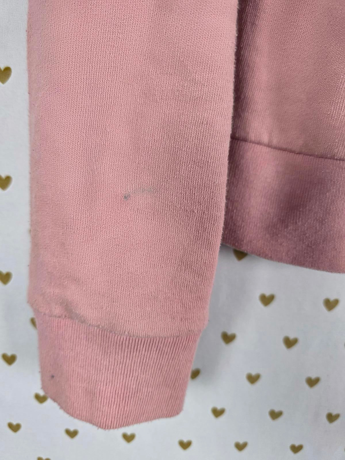 Victorias Secret Pink Sherpa Lined Hood Dog Logo LOVE Full zip sweater Jacket M