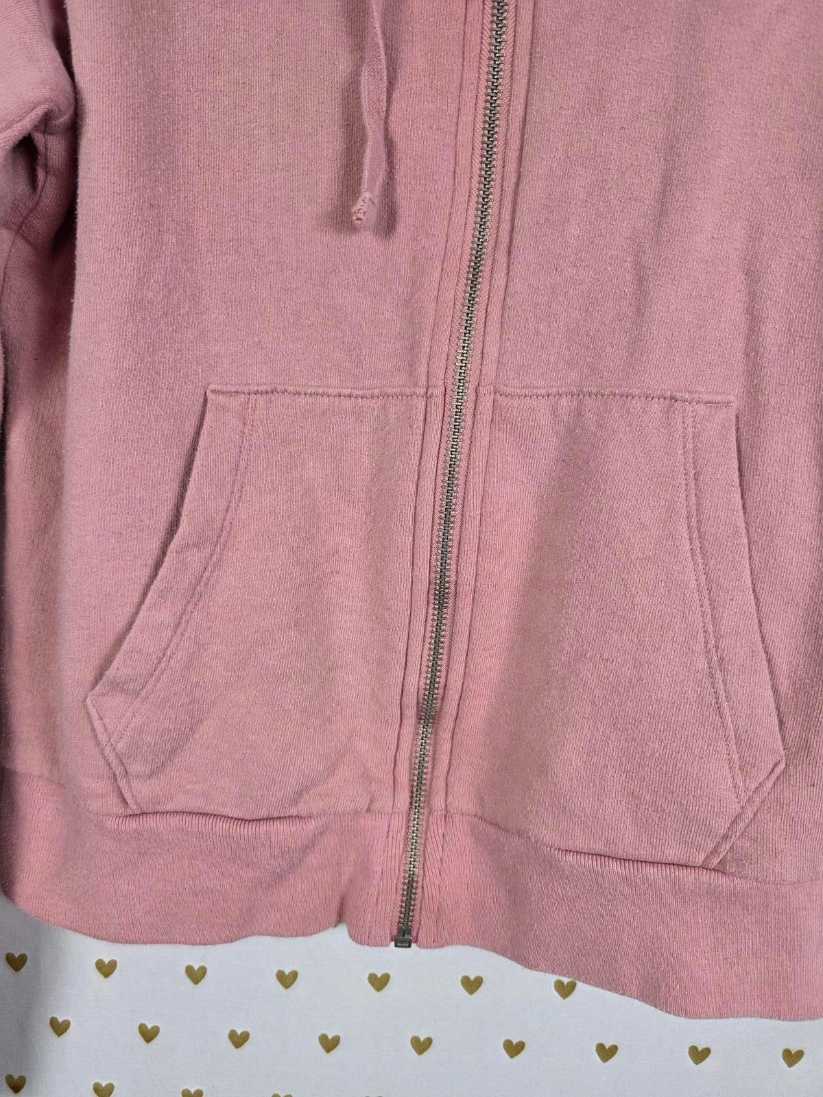 Victorias Secret Pink Sherpa Lined Hood Dog Logo LOVE Full zip sweater Jacket M