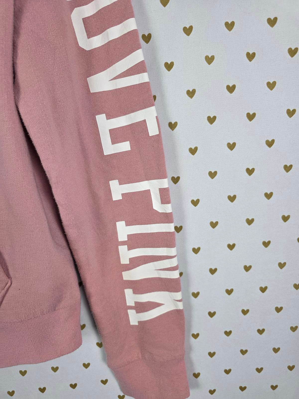 Victorias Secret Pink Sherpa Lined Hood Dog Logo LOVE Full zip sweater Jacket M