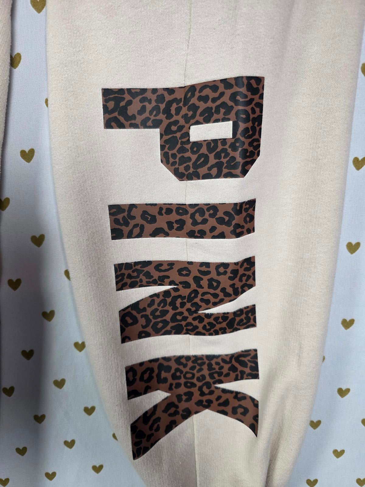 Victorias Secret Pink LEOPARD CHEETAH SET Hoodie Joggers Sweats SMALL Logo