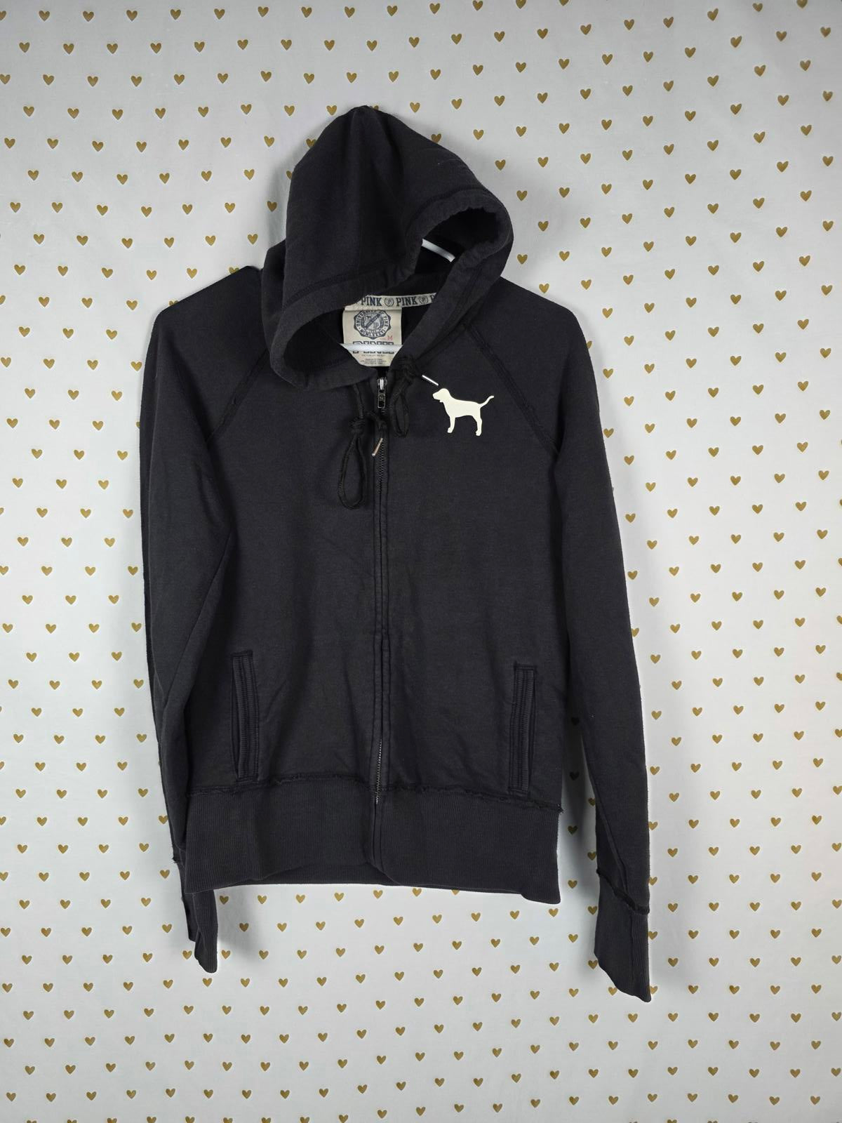 Victorias Secret Pink UNIVERSITY Full Zip Hoodie Jacket VINTAGE 08 MEDIUM