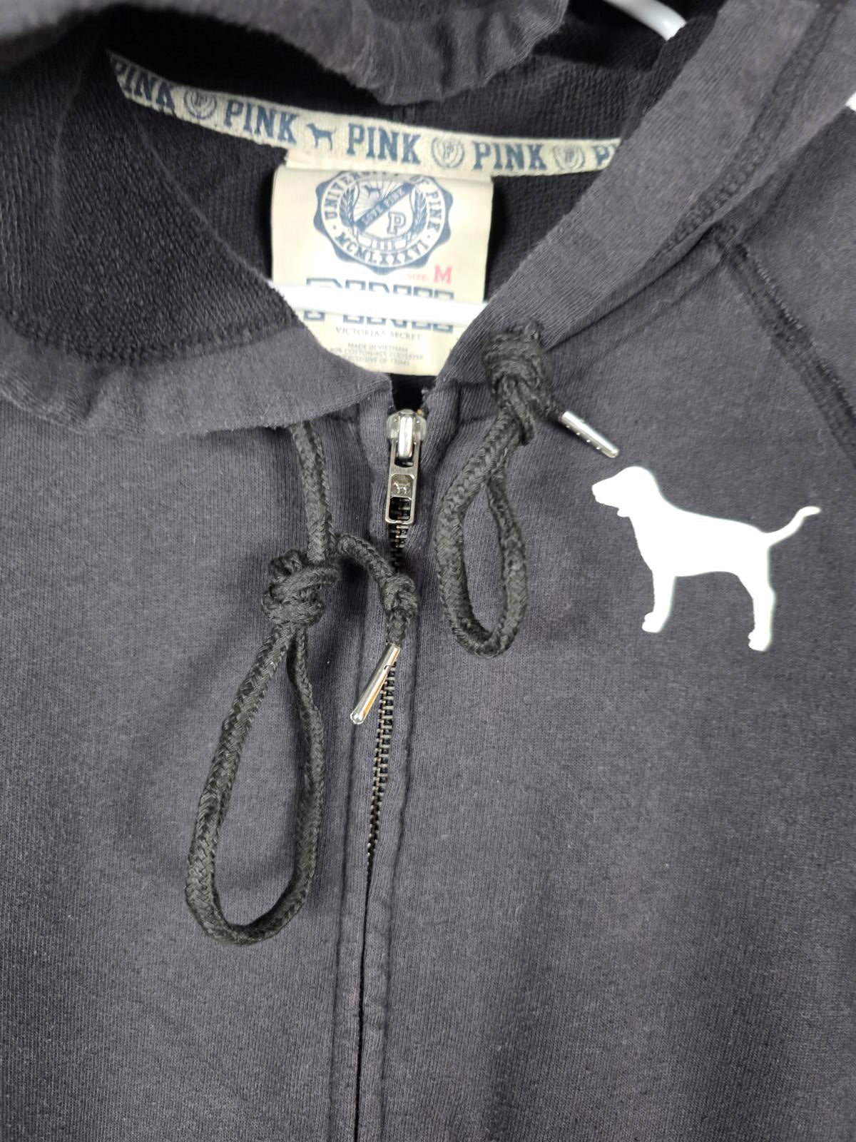 Victorias Secret Pink UNIVERSITY Full Zip Hoodie Jacket VINTAGE 08 MEDIUM