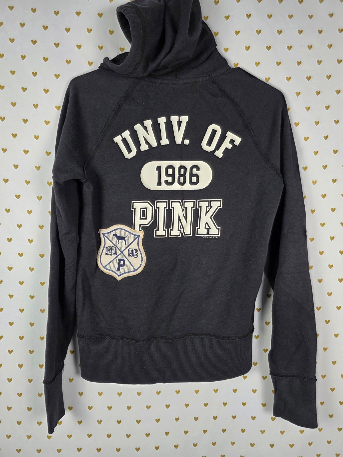 Victorias Secret Pink UNIVERSITY Full Zip Hoodie Jacket VINTAGE 08 MEDIUM