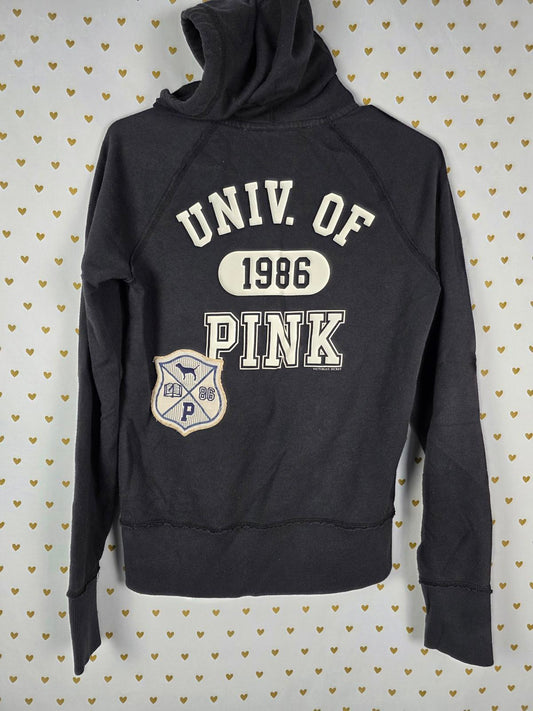 Victorias Secret Pink UNIVERSITY Full Zip Hoodie Jacket VINTAGE 08 MEDIUM