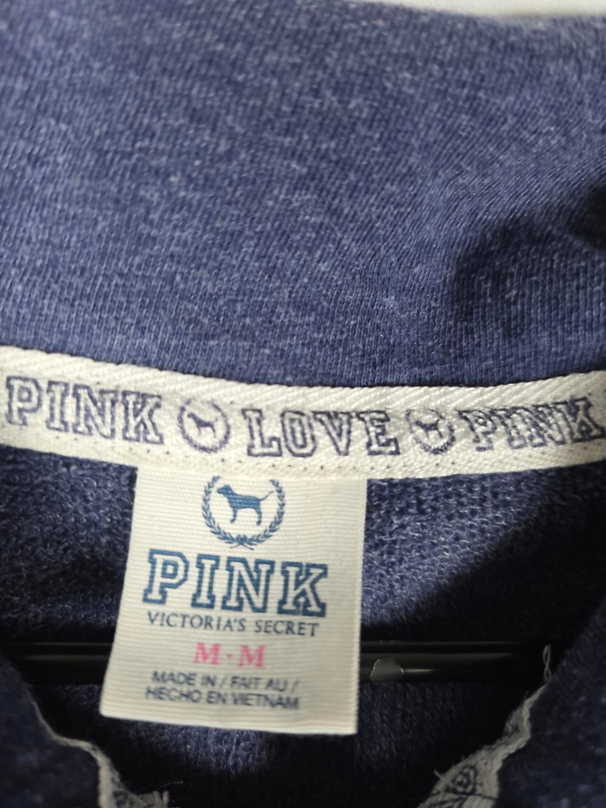 Victorias Secret Pink Vintage Quarter Zip Y2k Sweater Shirt Blue MEDIUM