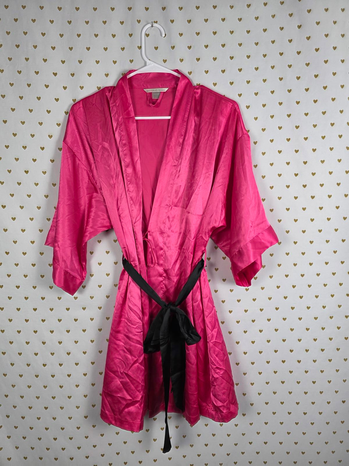 Victorias Secret Satin Silky Robe PINK Kimono Smock Cover Up SMALL MEDIUM