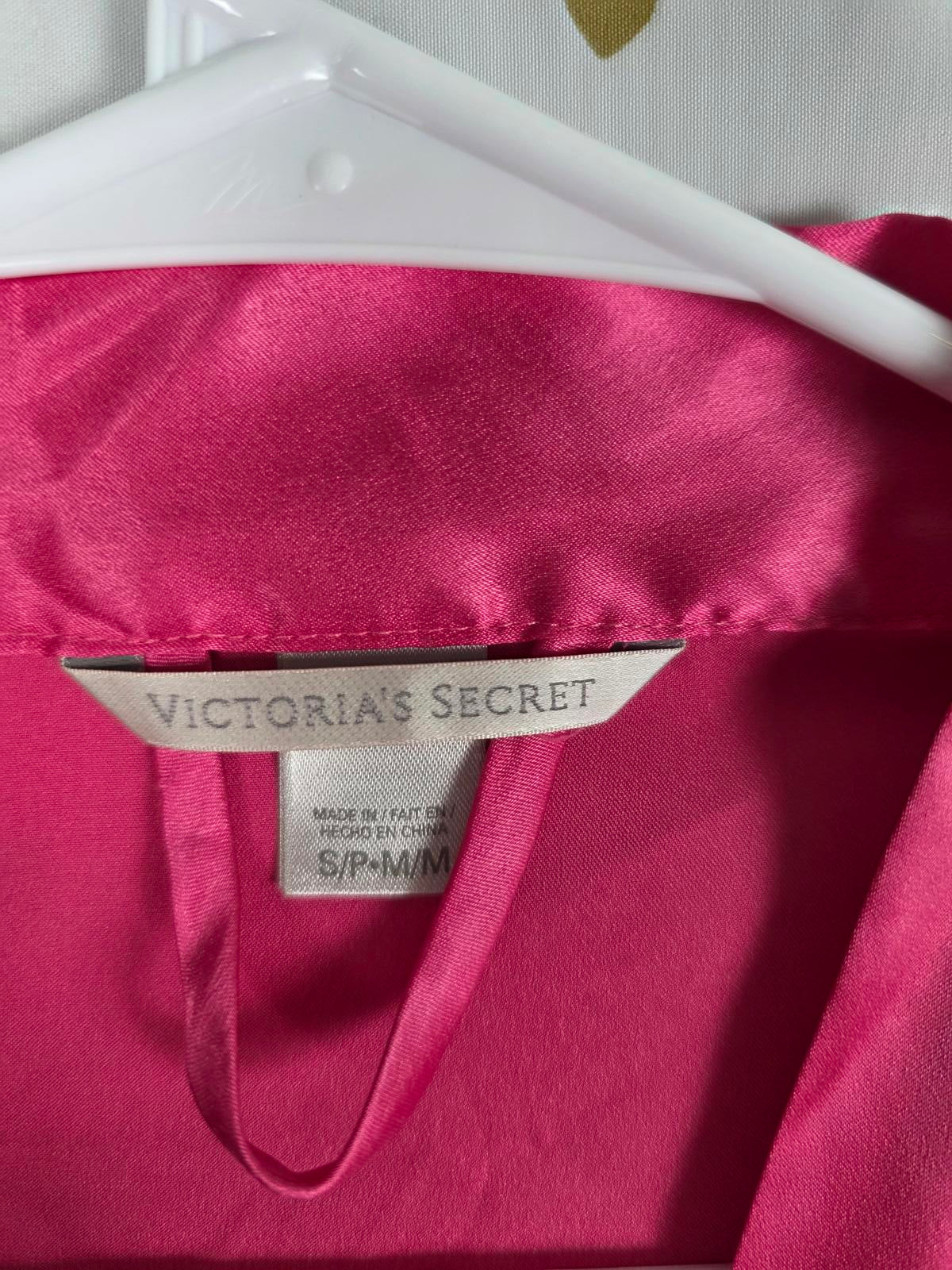 Victorias Secret Satin Silky Robe PINK Kimono Smock Cover Up SMALL MEDIUM