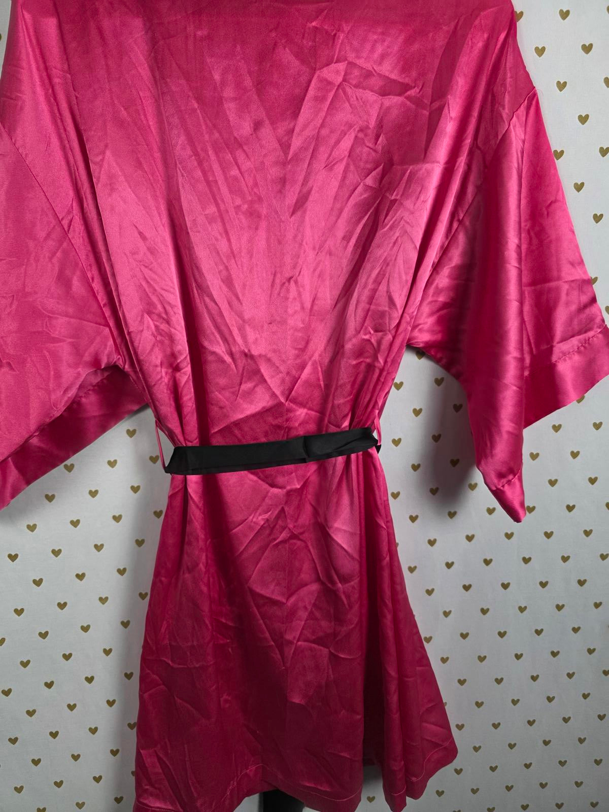 Victorias Secret Satin Silky Robe PINK Kimono Smock Cover Up SMALL MEDIUM