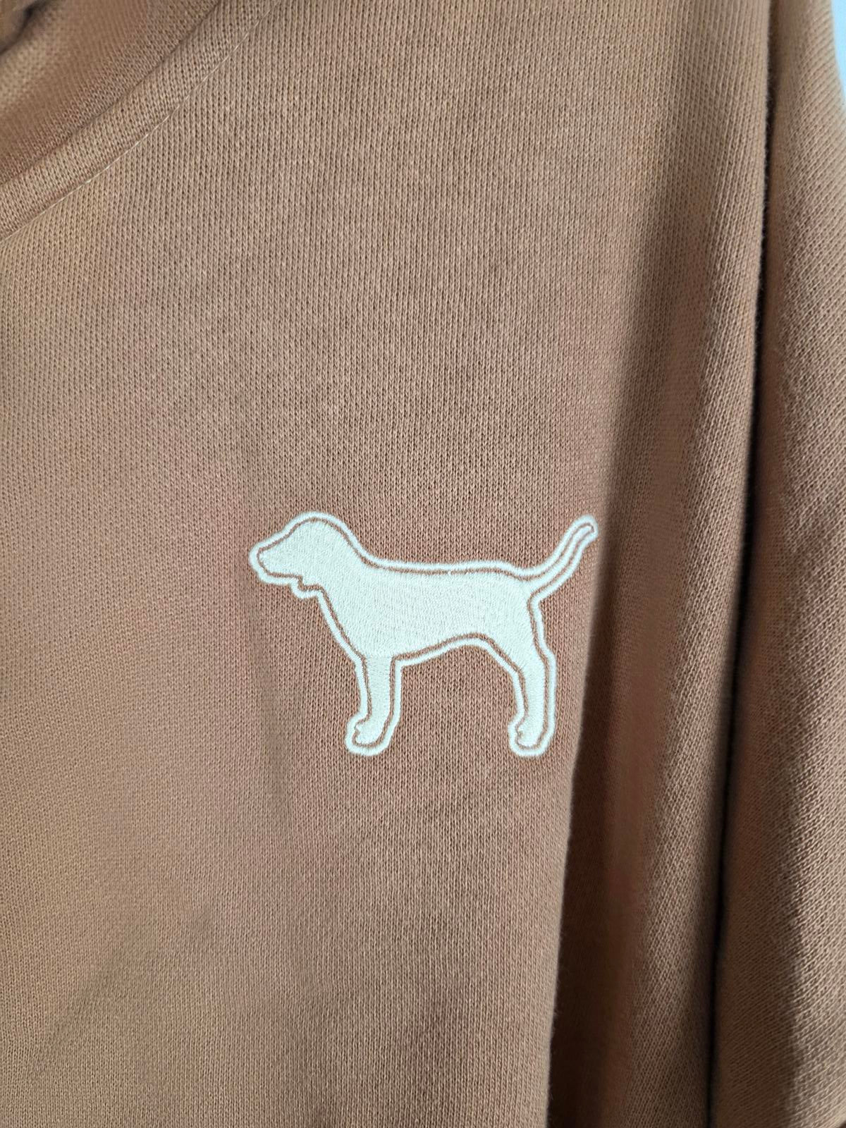 Victorias Secret Pink Brown Dog Logo Full Zip Hoodie Jacket NEW NWT XL