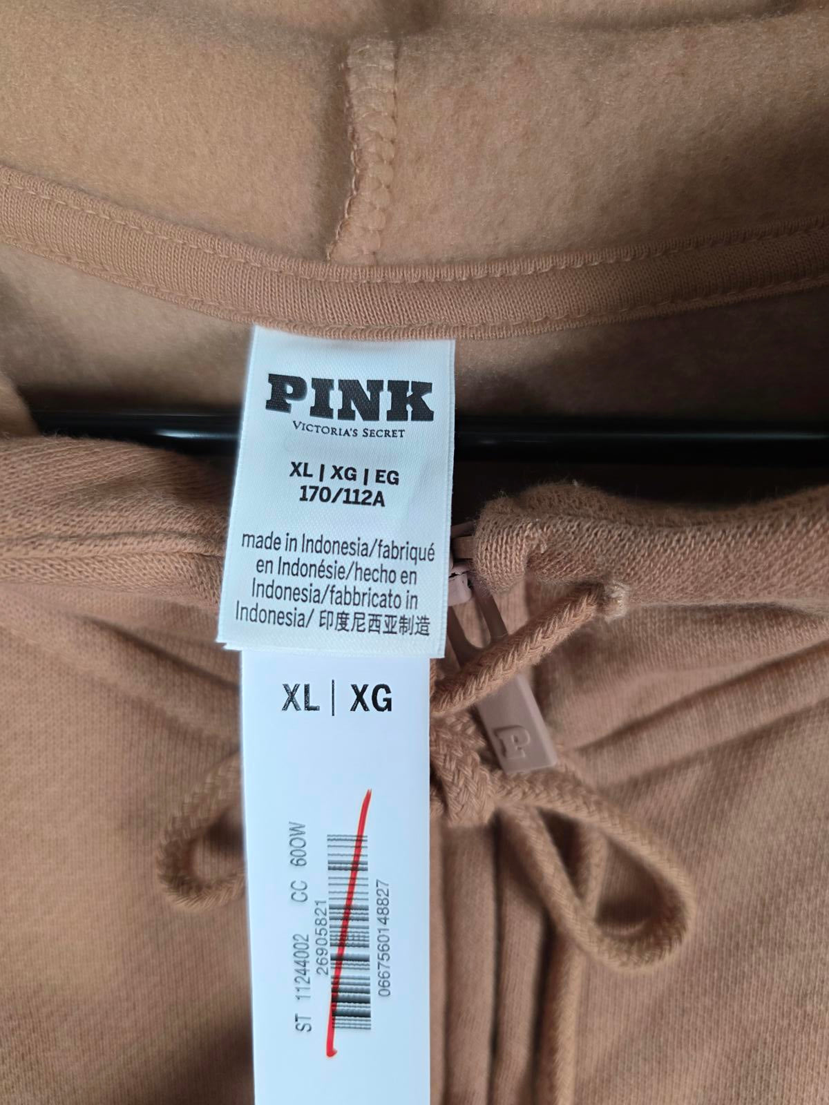 Victorias Secret Pink Brown Dog Logo Full Zip Hoodie Jacket NEW NWT XL