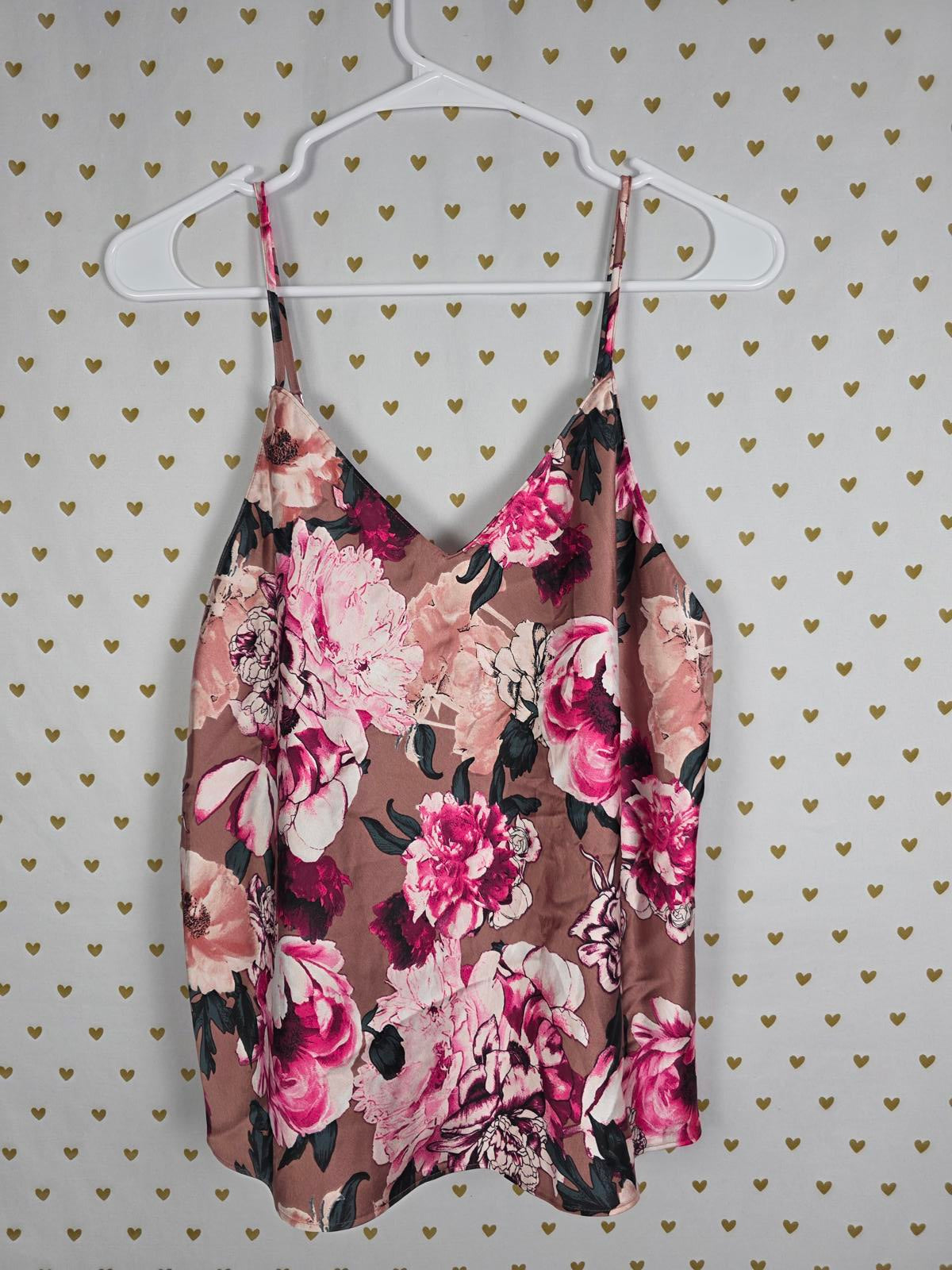 Victorias Secret Sexy SATIN Butterfly Open Back Tank Top Babydoll Floral MEDIUM