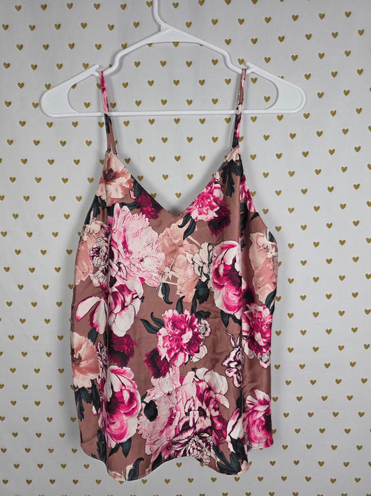 Victorias Secret Sexy SATIN Butterfly Open Back Tank Top Babydoll Floral MEDIUM