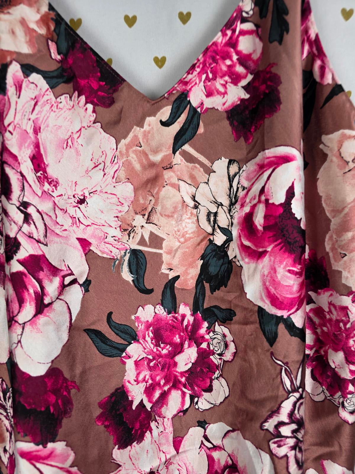 Victorias Secret Sexy SATIN Butterfly Open Back Tank Top Babydoll Floral MEDIUM