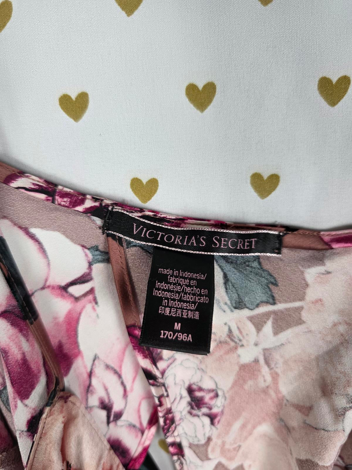 Victorias Secret Sexy SATIN Butterfly Open Back Tank Top Babydoll Floral MEDIUM