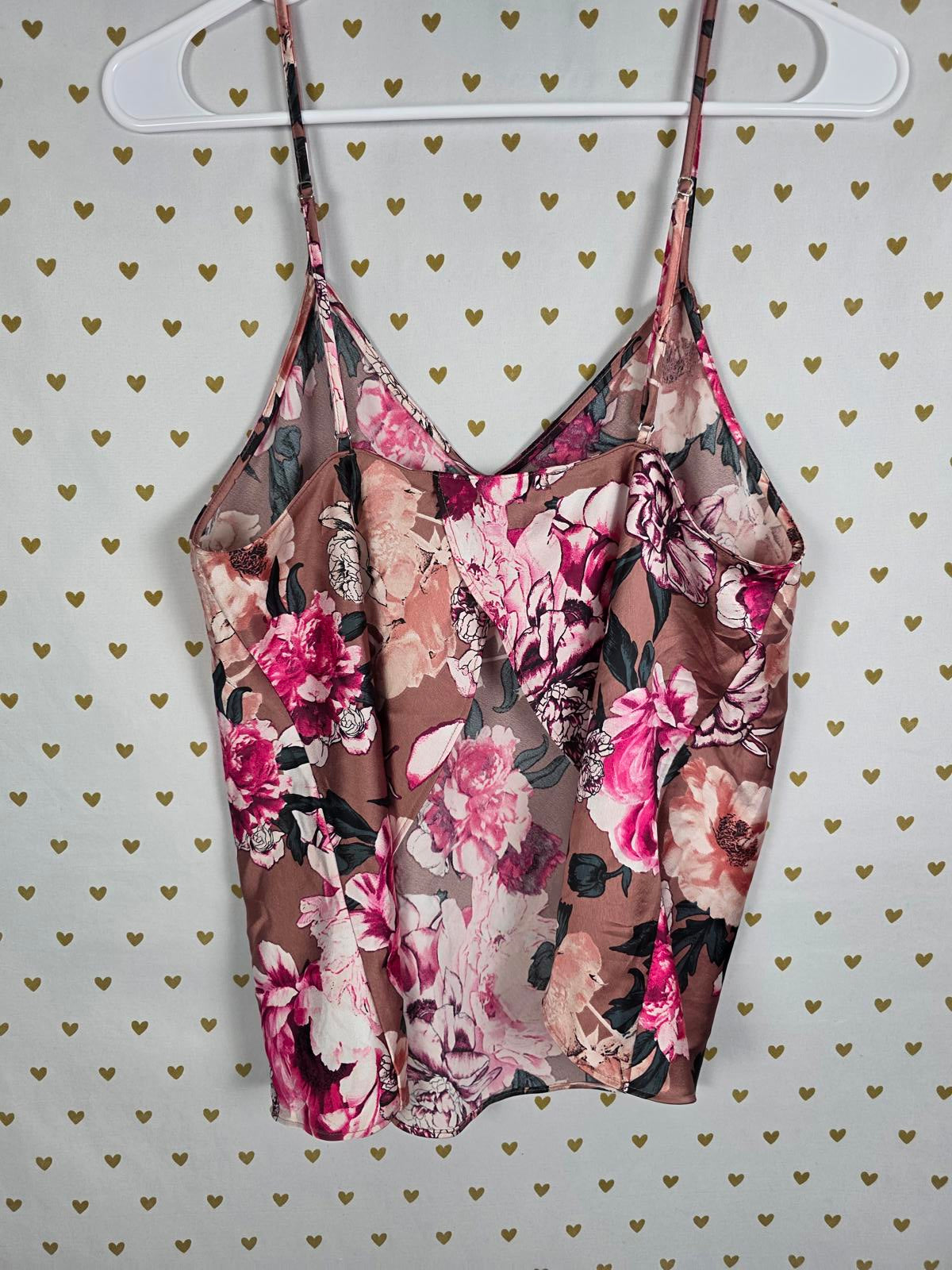 Victorias Secret Sexy SATIN Butterfly Open Back Tank Top Babydoll Floral MEDIUM