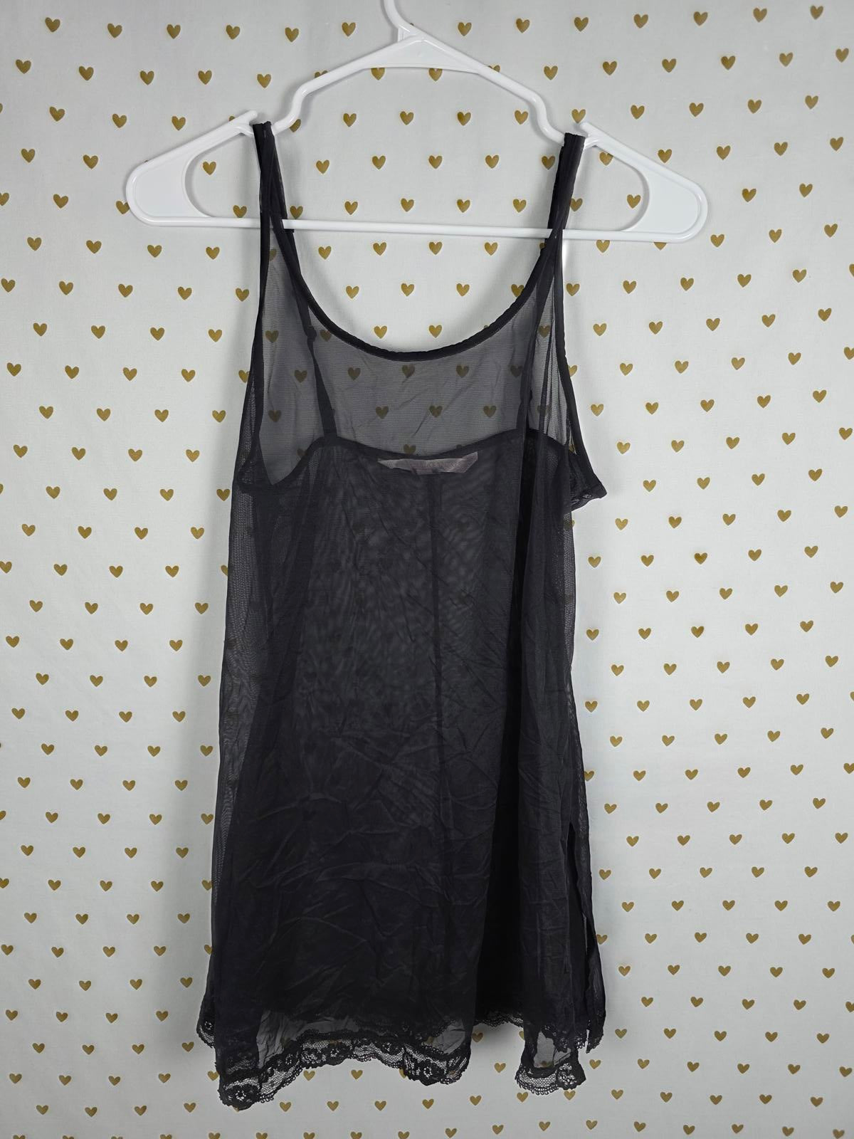 Victorias Secret Black Sheer Sexy Chemise Slip Nightie Vintage Y2k SM Lingerie
