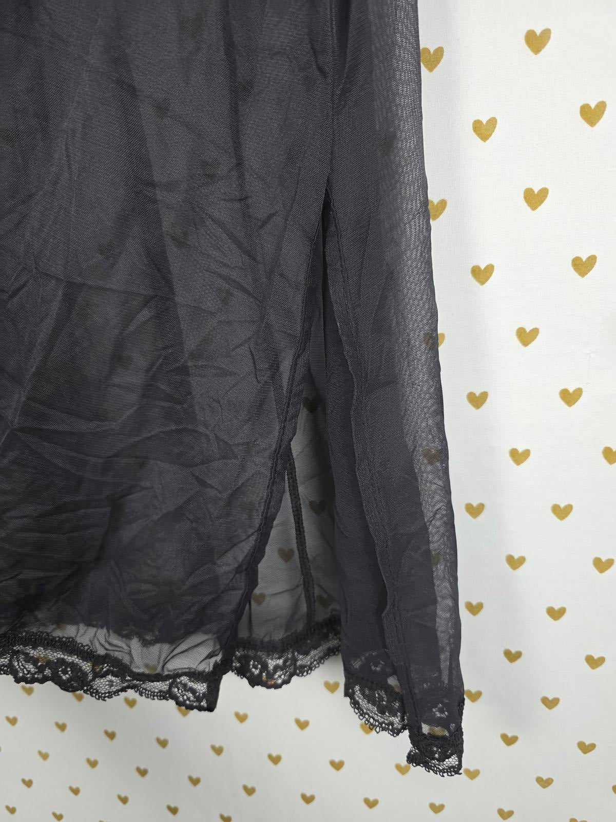 Victorias Secret Black Sheer Sexy Chemise Slip Nightie Vintage Y2k SM Lingerie