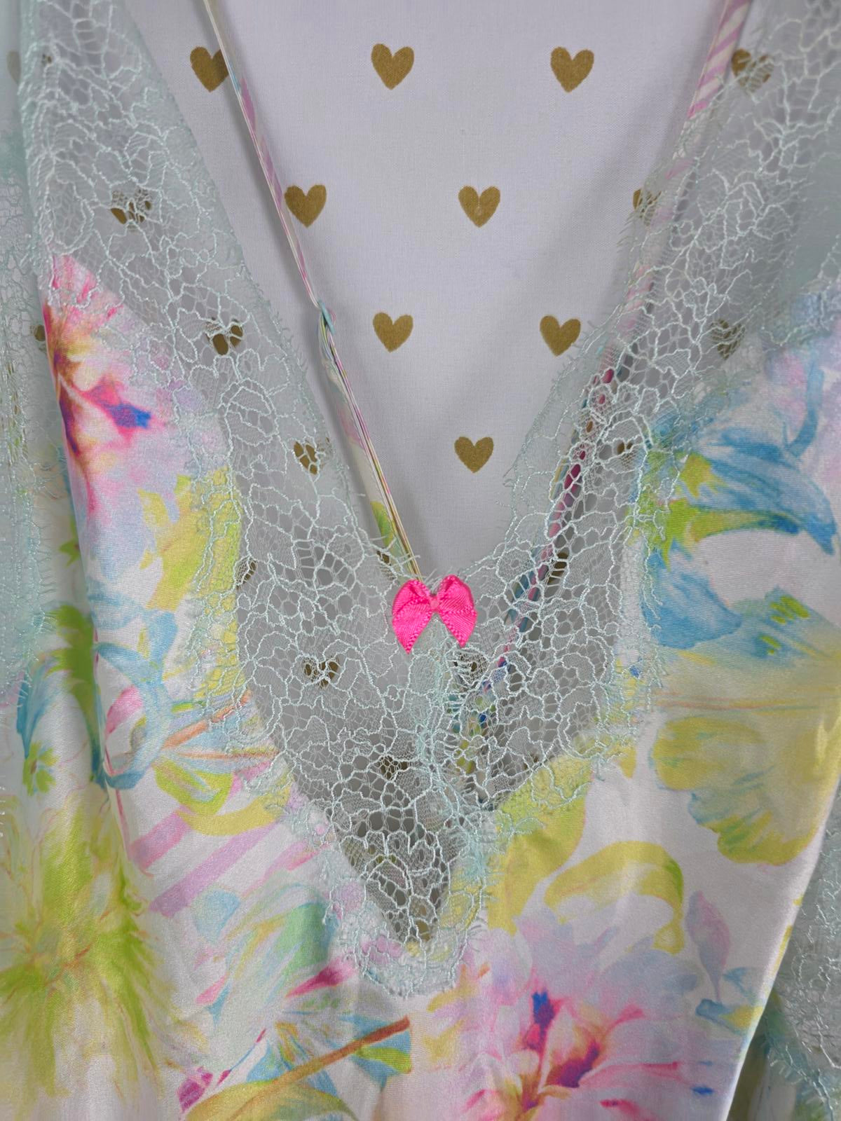 Victorias Secret Sexy Floral Slip Dress Nightie Silky Lace Lingerie MEDIUM