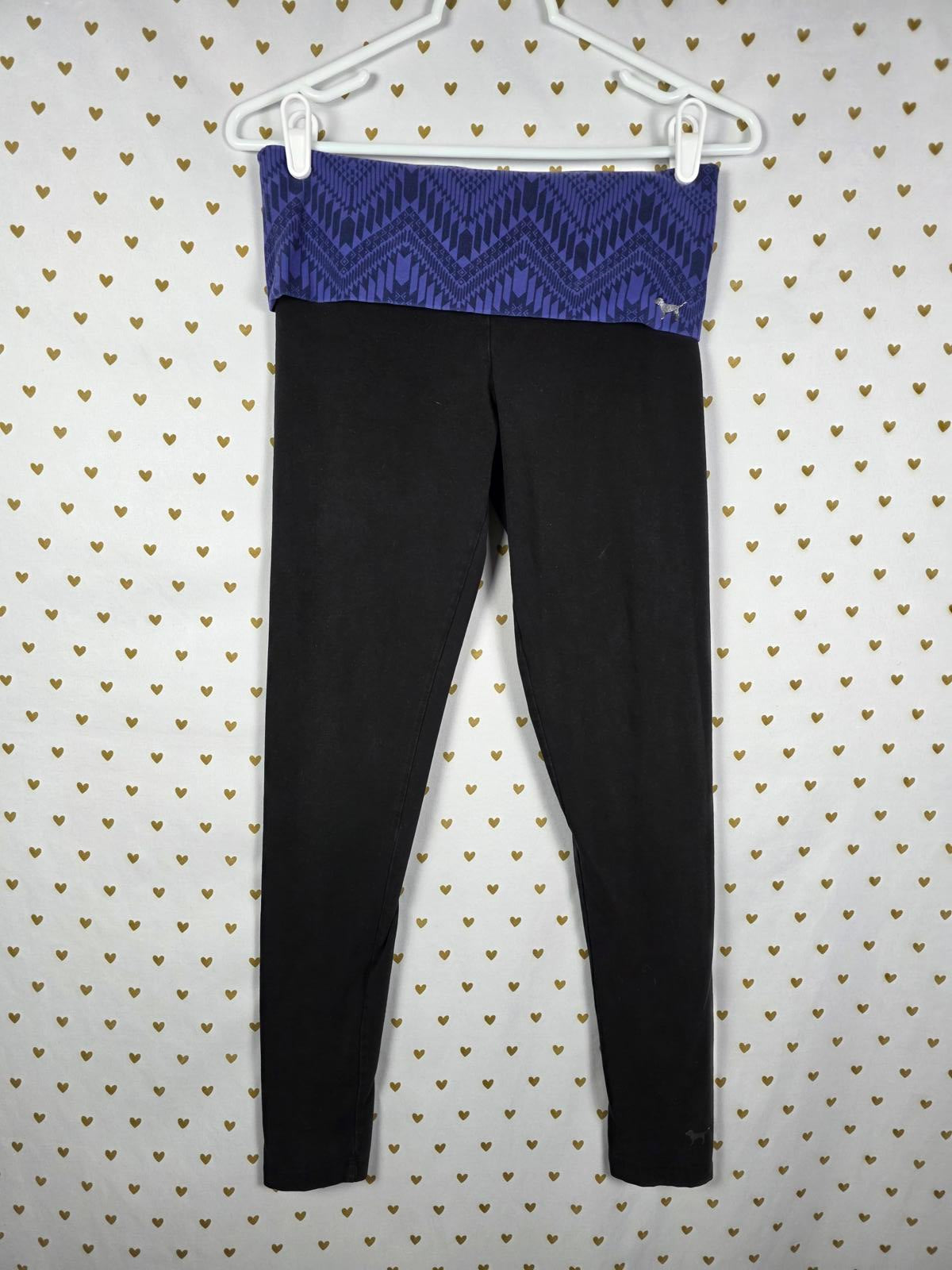 Victorias Secret PINK YOGA Vintage Chevron FOLDOVER Skinny Pants SMALL