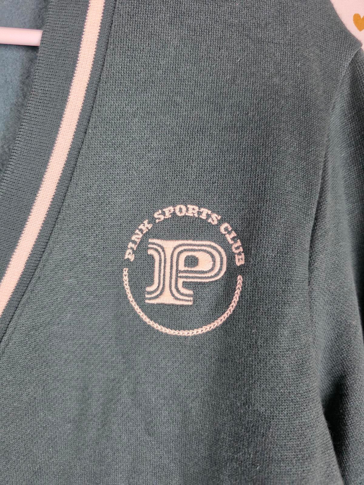 Victorias Secret Pink Green XL Fleece Cardigan Button Front Sweater $60 NEW NWT