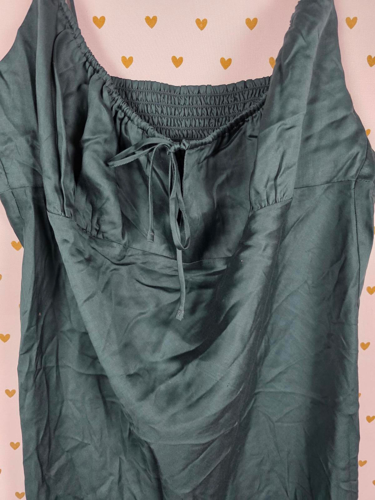 Victorias Secret PINK GREEN New NWT Tencel Sexy Satin Dress Tie Front $35