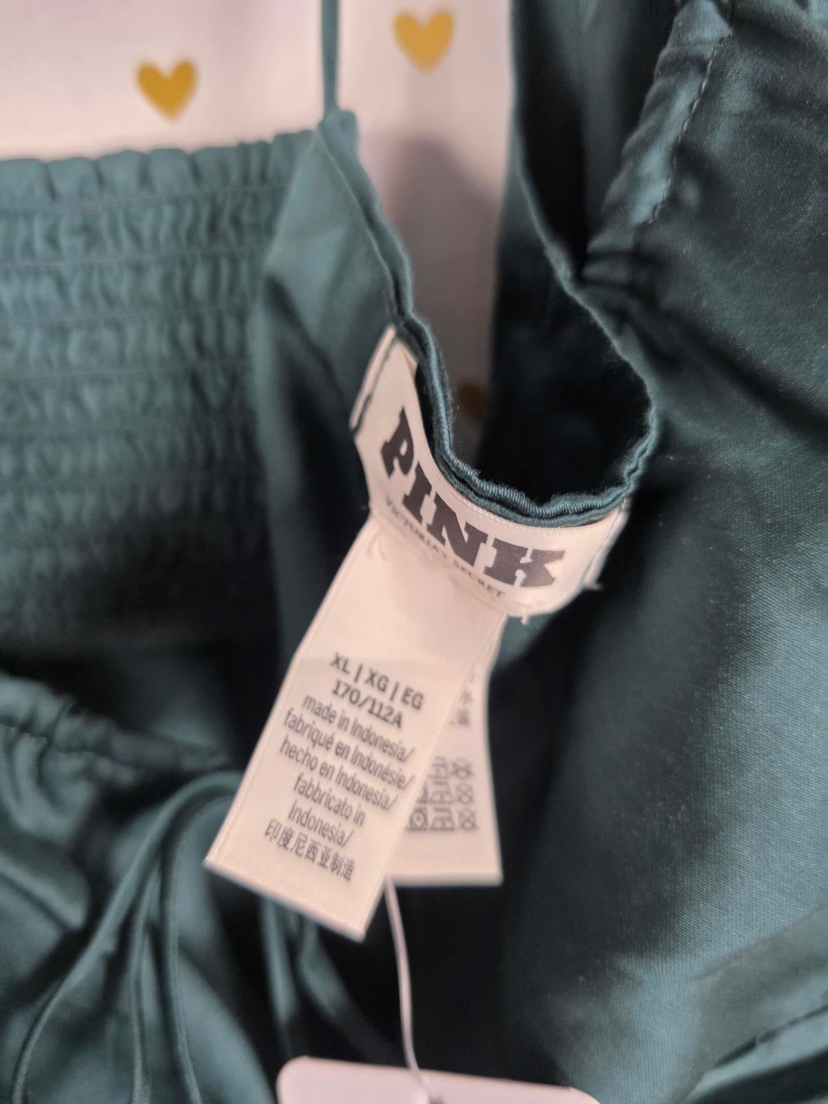 Victorias Secret PINK GREEN New NWT Tencel Sexy Satin Dress Tie Front $35