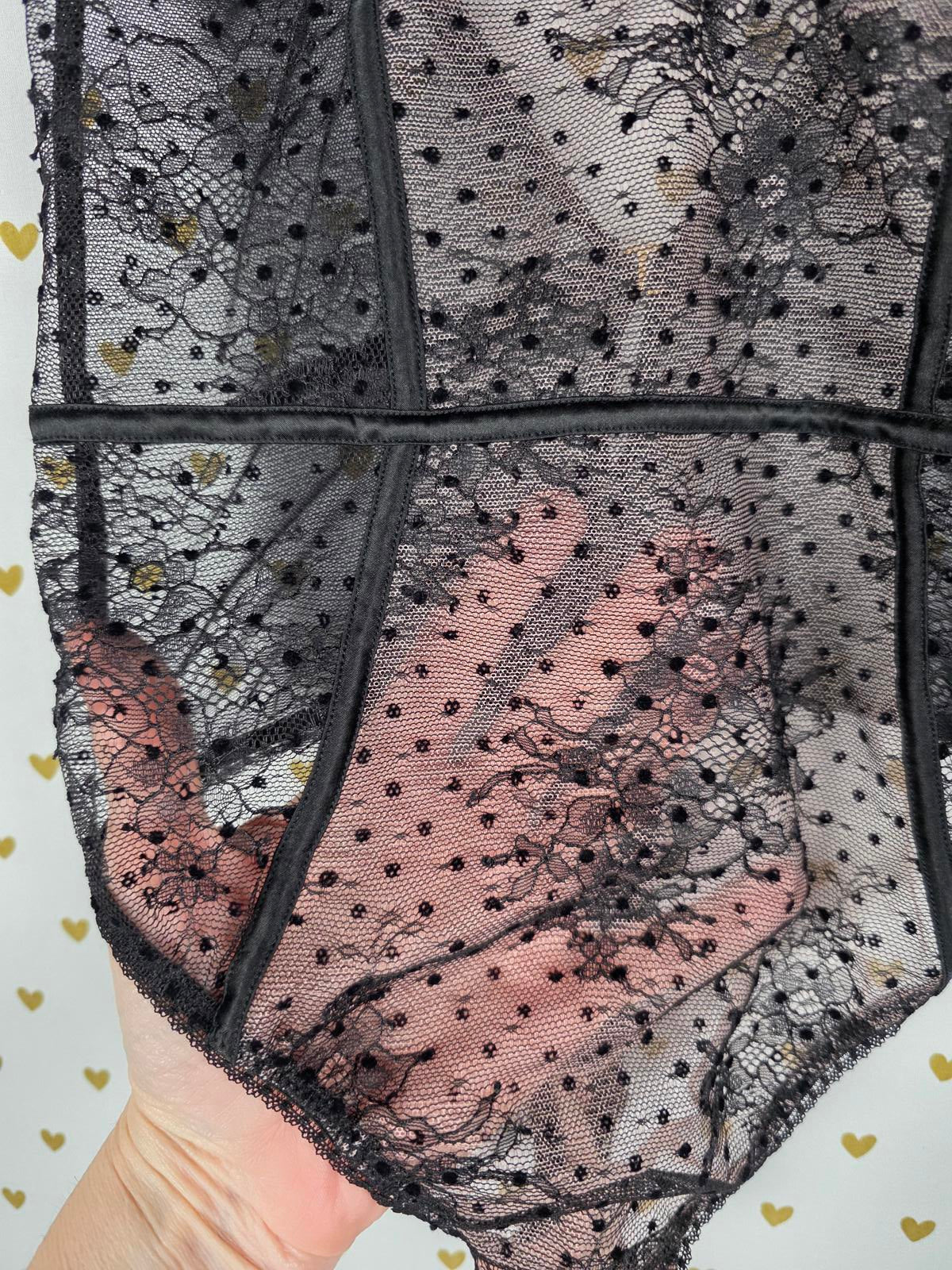 Victorias Secret Sheer Sexy Thong Teddy Bodysuit Lingerie Lace XS