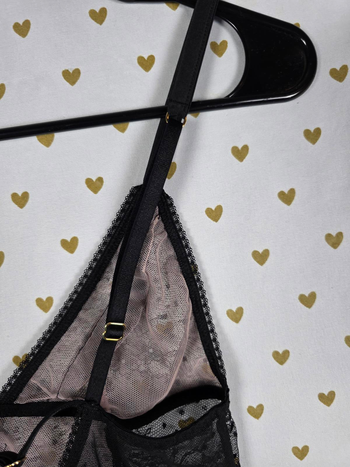 Victorias Secret Sheer Sexy Thong Teddy Bodysuit Lingerie Lace XS