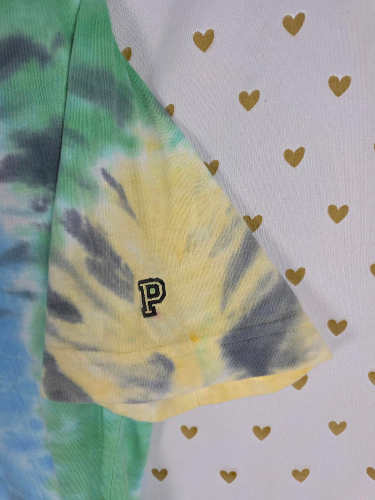 Victorias Secret PINK V neck Oversized Rainbow Tye Dye Tee Shirt XS