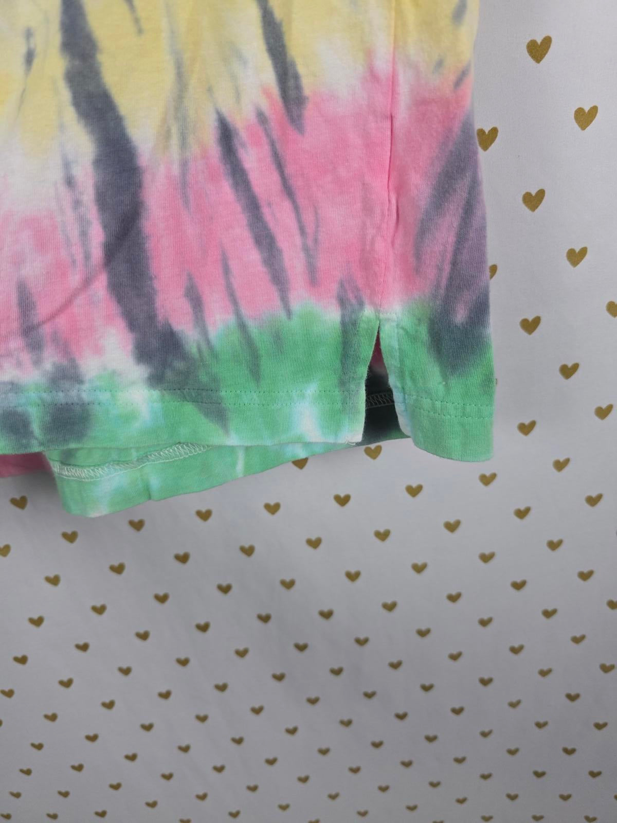 Victorias Secret PINK V neck Oversized Rainbow Tye Dye Tee Shirt XS