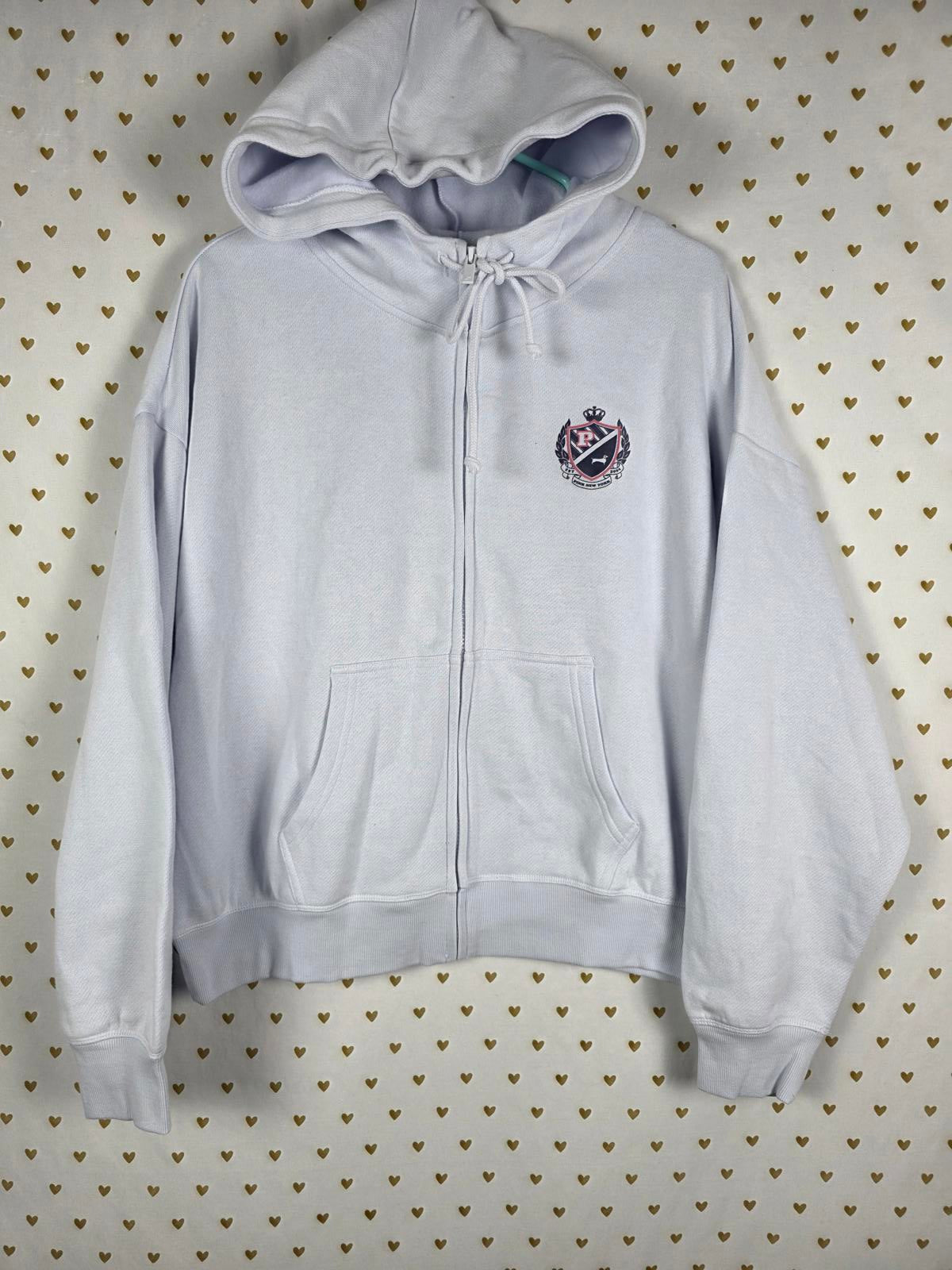 Victorias Secret Pink NEW NWT Medium Light Blue Crest Full zip Hoodie Jacket $55