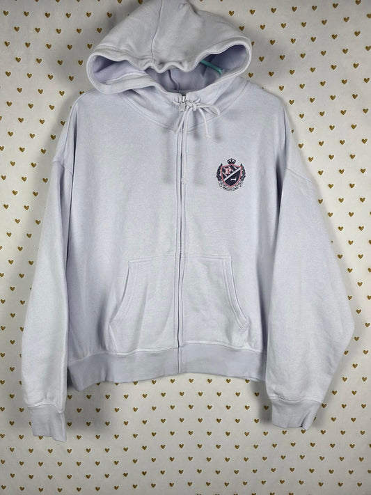 Victorias Secret Pink NEW NWT Medium Light Blue Crest Full zip Hoodie Jacket $55