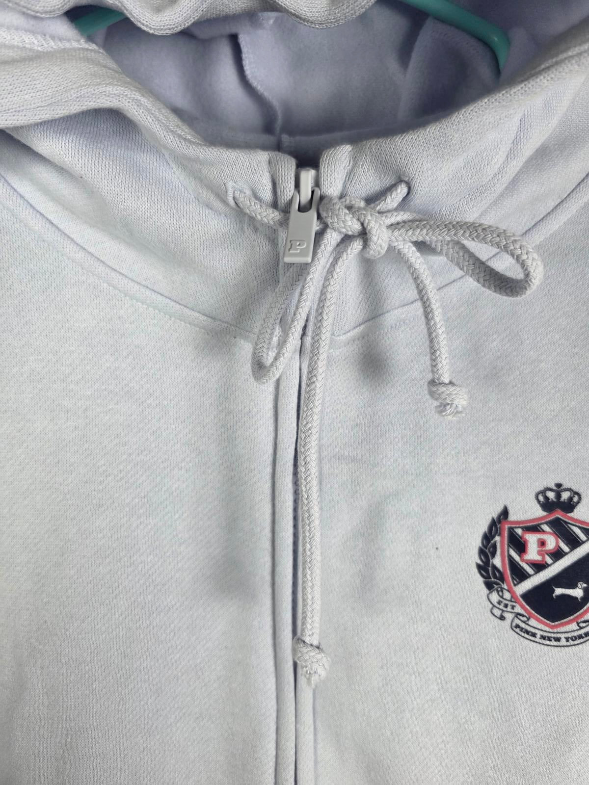 Victorias Secret Pink NEW NWT Medium Light Blue Crest Full zip Hoodie Jacket $55